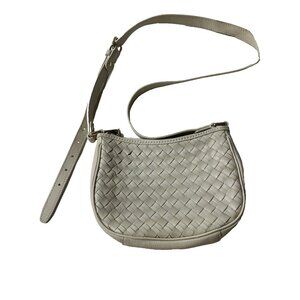 Cole Haan Ivory Soft Leather Woven Crossbody Bag Purse Medium Womens Travel